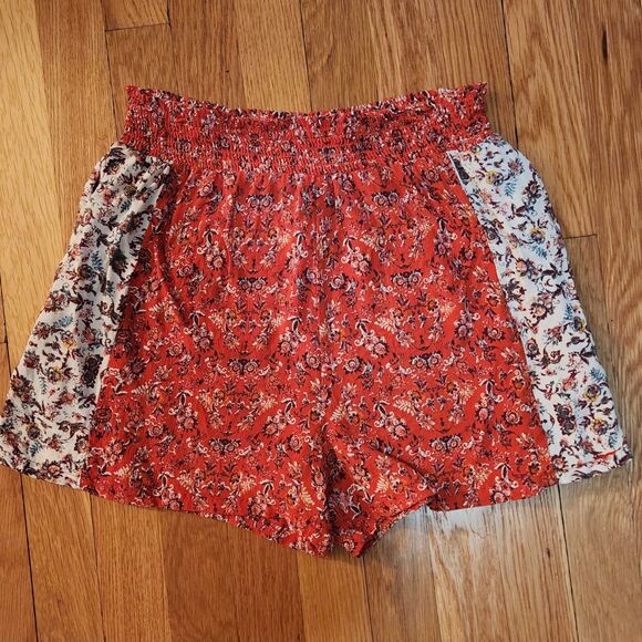 Angie Women's Paperbag Printed Short, Red, Floral, Boho, Festival, Sz M - Picture 3 of 9